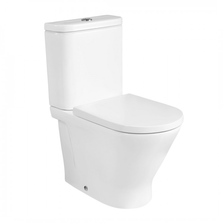 Roca The Gap Round Rimless WC pods ar Soft Close/QR vāku, universāls izvads, balts