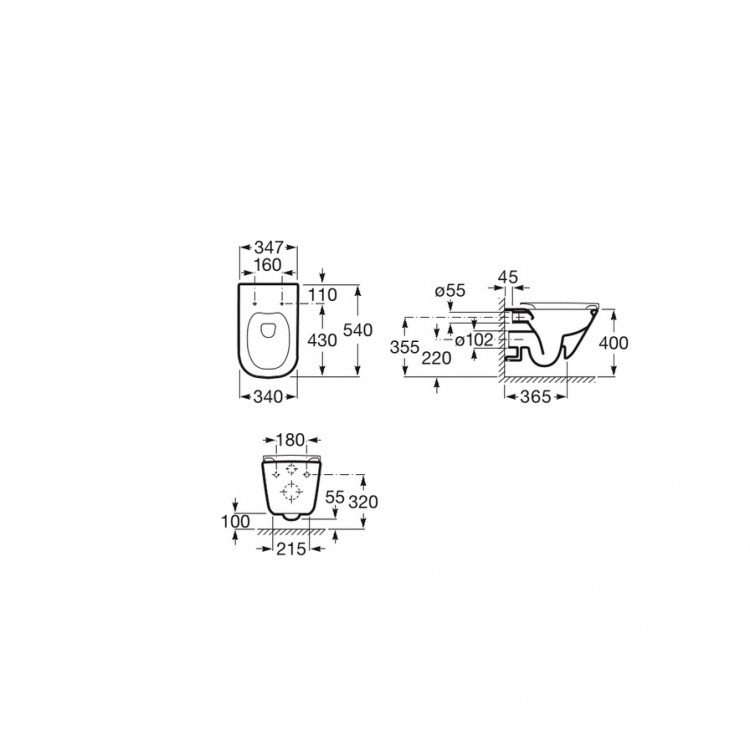 Roca The Gap Rimless Piekaramais WC pods ar Slow Close vāku, A34H47 Roca The Gap Rimless Piekaramais WC pods ar Slow Close vāku, A34H47