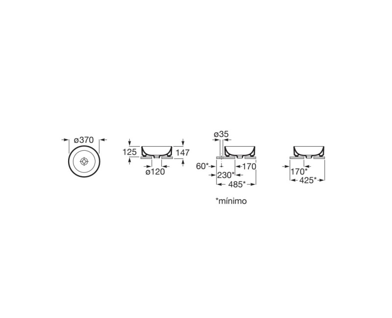 Roca ONA Раковина накладная d=37 см, A32768J