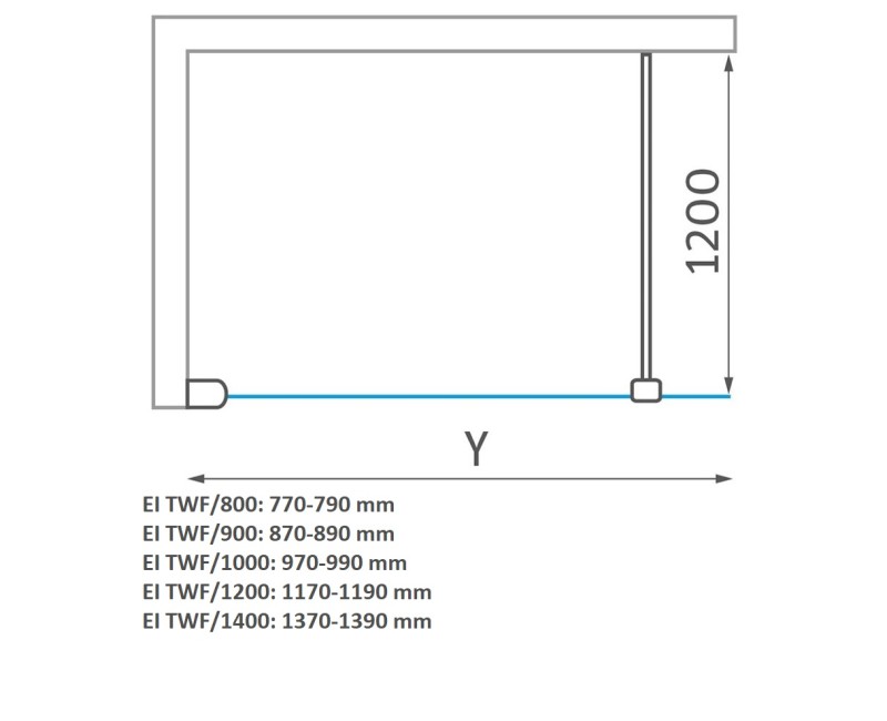 Roth Dušas siena EI TWF Walk-In 100x201 cm