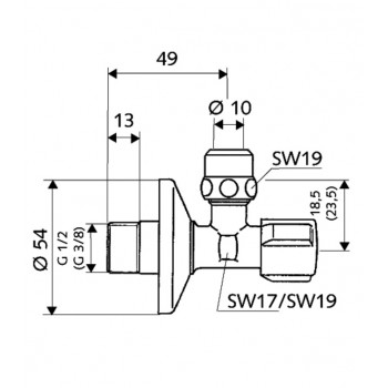 SCHELL Comfort Stūra ventīlis 1/2 x 3/8 (10) , hromēts 049070699