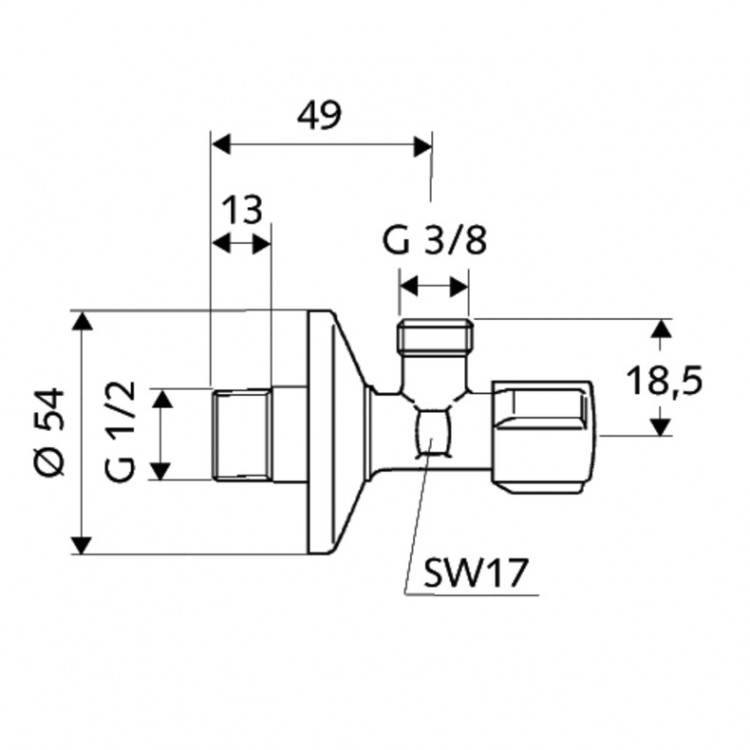 SCHELL Comfort Stūra ventīlis 1/2 x 3/8, hromēts 052120699