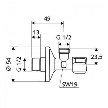 SCHELL Comfort Stūra ventīlis 1/2 x 1/2 , hromēts 052170699