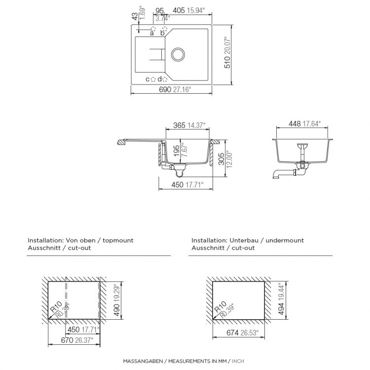 Schock Virtuves izlietne MANHATTAN D-100S 69x51cm Croma