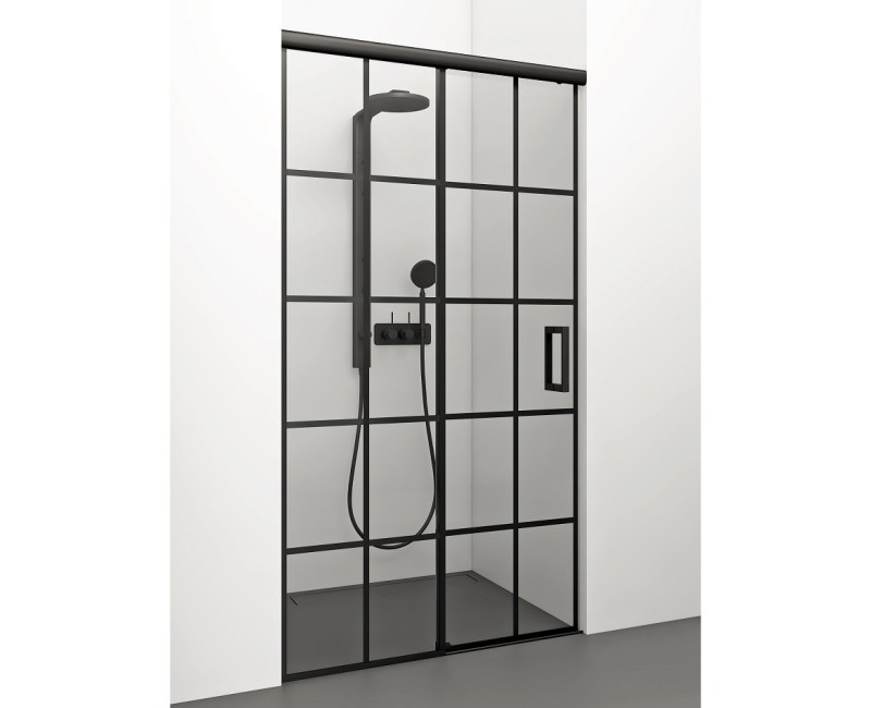 Stikla Serviss Bīdāmas dušas durvis SERENA BLACK LUX 1100 mm
