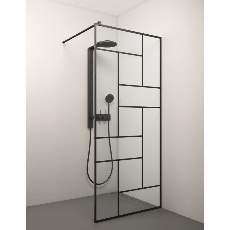 Stikla Serviss Dušas siena KAIRA BLACK Deep4 1200mm Stikla Serviss Dušas siena KAIRA BLACK Deep4 1200mm