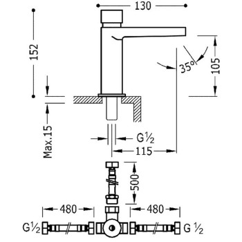 CLASS-TRES Смеситель для умывальника с таймером, 20511202