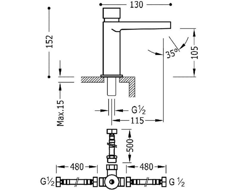 CLASS-TRES Смеситель для умывальника с таймером, 20511202