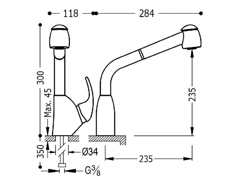 TRES Смеситель для кухни, хром 030.444.01