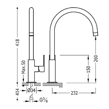 LOFT-TRES Смеситель для кухни, сталь 20044002AC