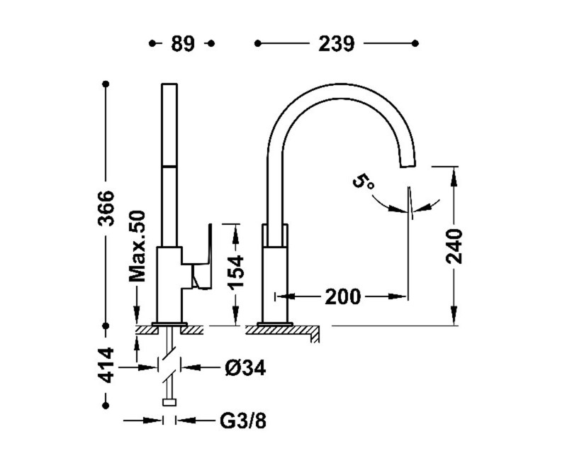 CUADRO-TRES Смеситель для умывальника, хром 106607