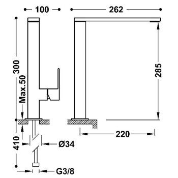 CUADRO-TRES Высокий смеситель для умывальника, хром 00648501