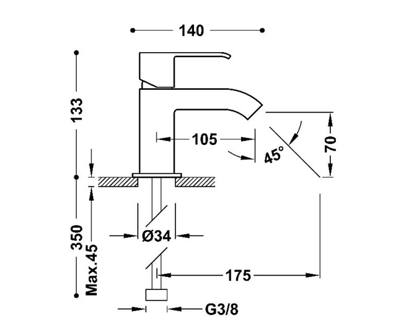 CUADRO-TRES Смеситель для умывальника, хром 106103