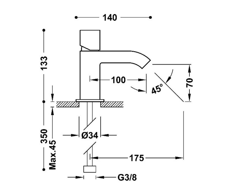 CUADRO-TRES Смеситель для умывальника, хром 107103