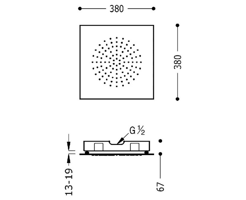 TRES Antilime Верхний душ 38x38см, 29995301BM