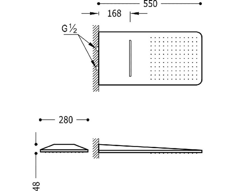 TRES Antilime Верхний душ 28x55см, 29990308BM