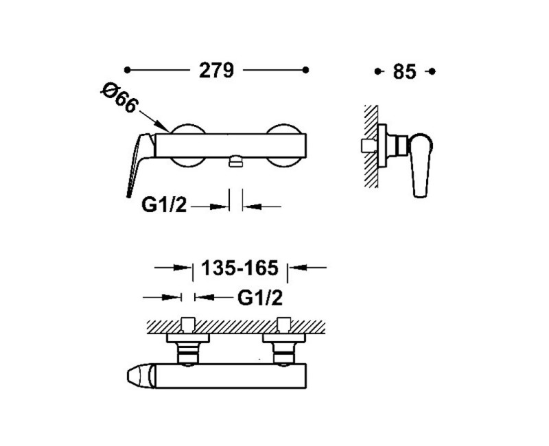 TRES FUJI Смеситель для душа c душевым комплектом, хром 28116701