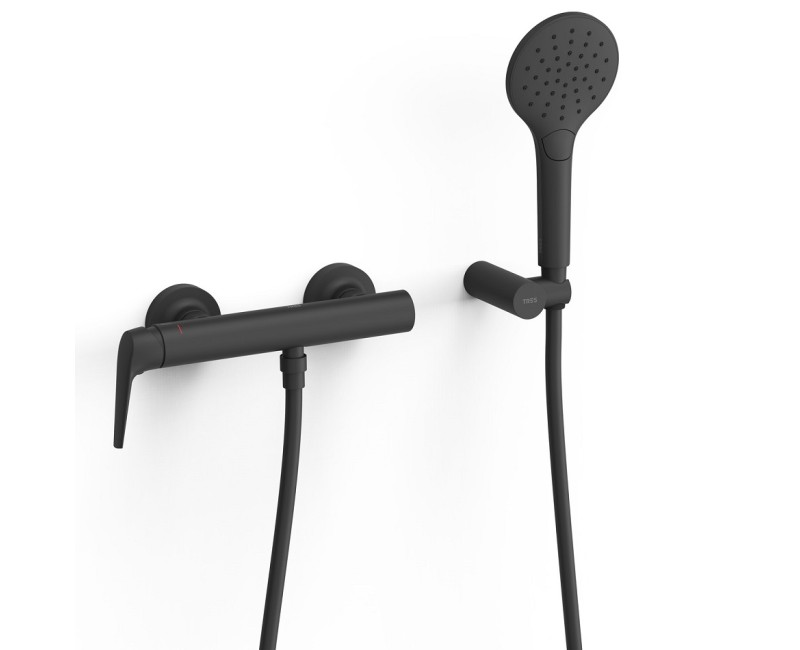 TRES FUJI Смеситель для душа c душевым комплектом, черный 28116701NM