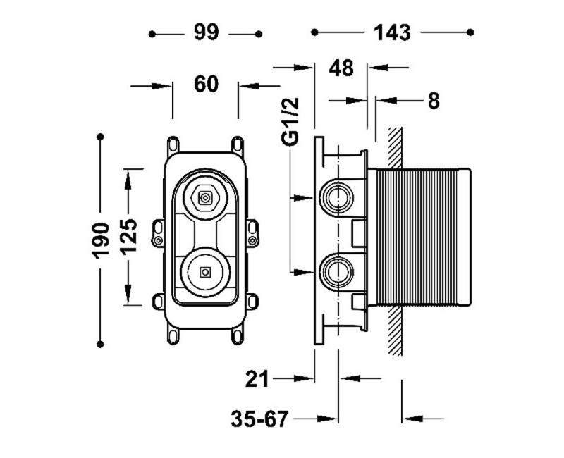 TRES Rapid-Box Встраиваемый корпус смесителя для ванны/душа, 20828110.