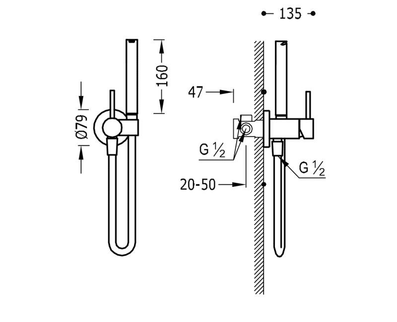 TRES Study Colors Смеситель с гигиеническим душем, 134123BM