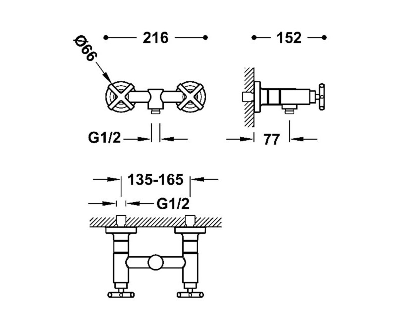 TRES MONT BLANC Смеситель для душа c душевым комплектом, матовое золото 28316301OM