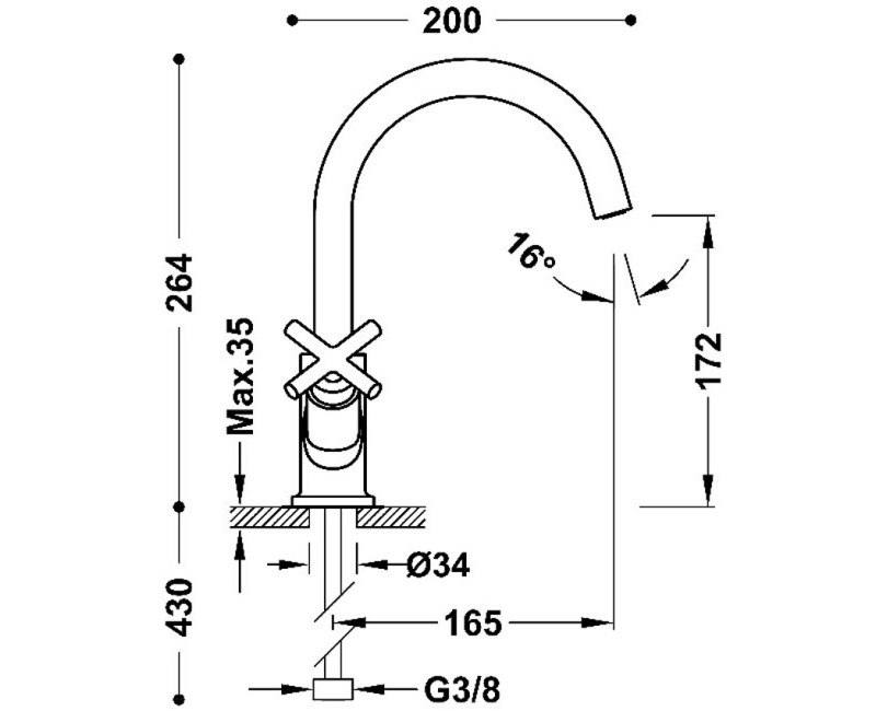 TRES Mont Blanc Смеситель для умывальника, 28320301NM