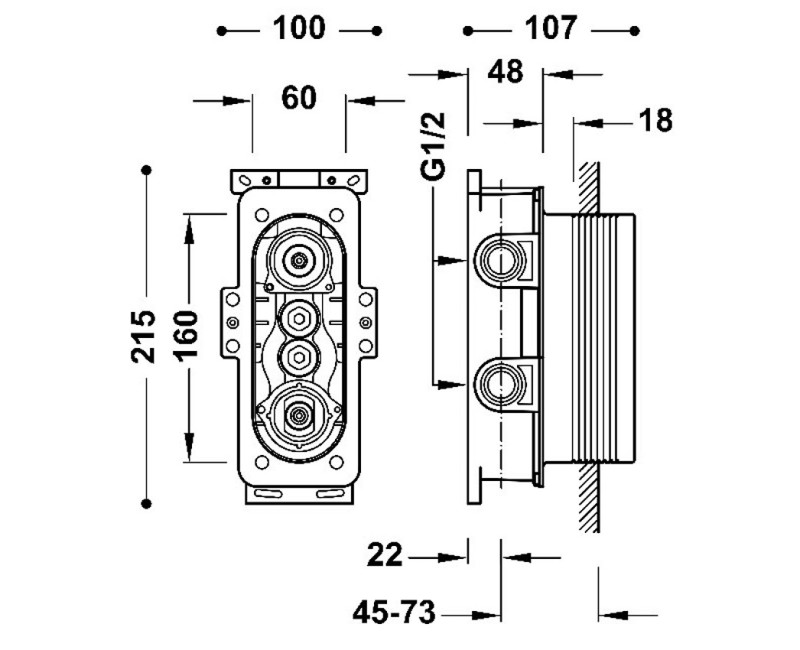 TRES Therm-box Корпус термостатического смесителя для ванны и душа, 20785001.