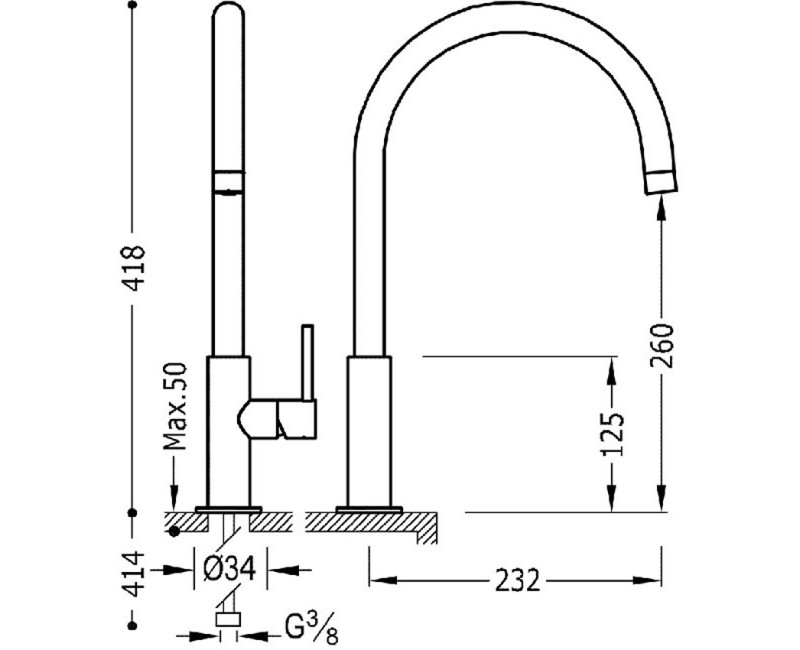 MAX-TRES Смеситель для кухни, сталь 06254201AC