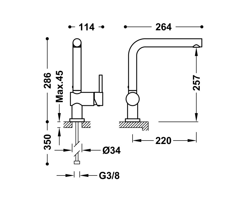 TRES Смеситель для кухни, сталь 030336AC