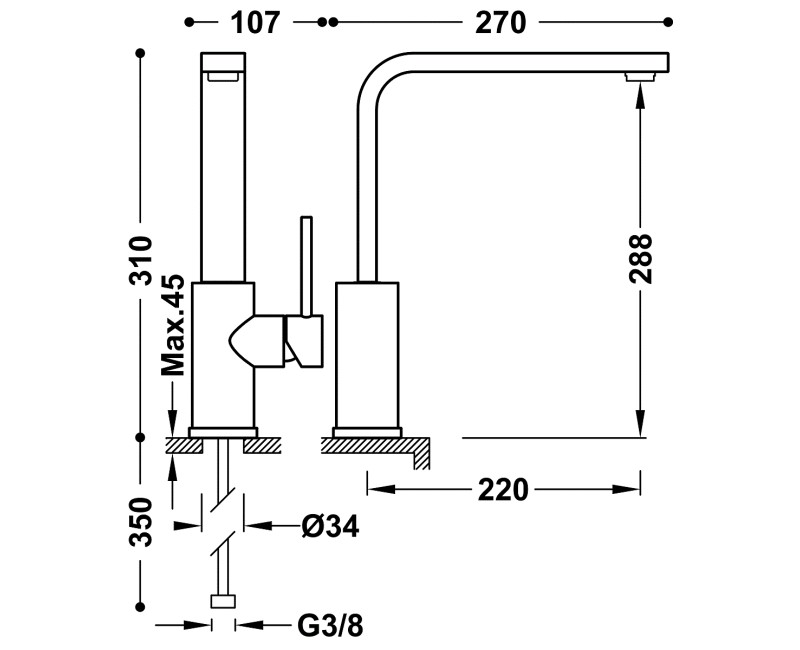 TRES Смеситель для кухни, хром 162435