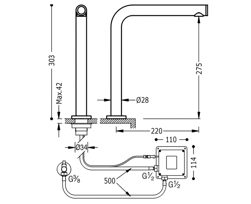 TOUCH-TRES Электронный смеситель для умывальника, 161446