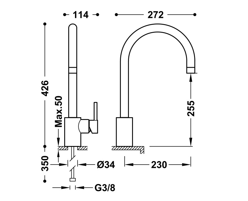 MAX-TRES Смеситель для кухни, хром 162440