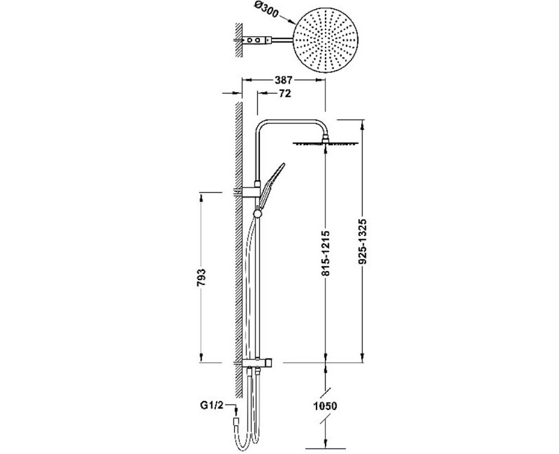 TRES Душевой набор со стационарным и ручным душем, 19063502