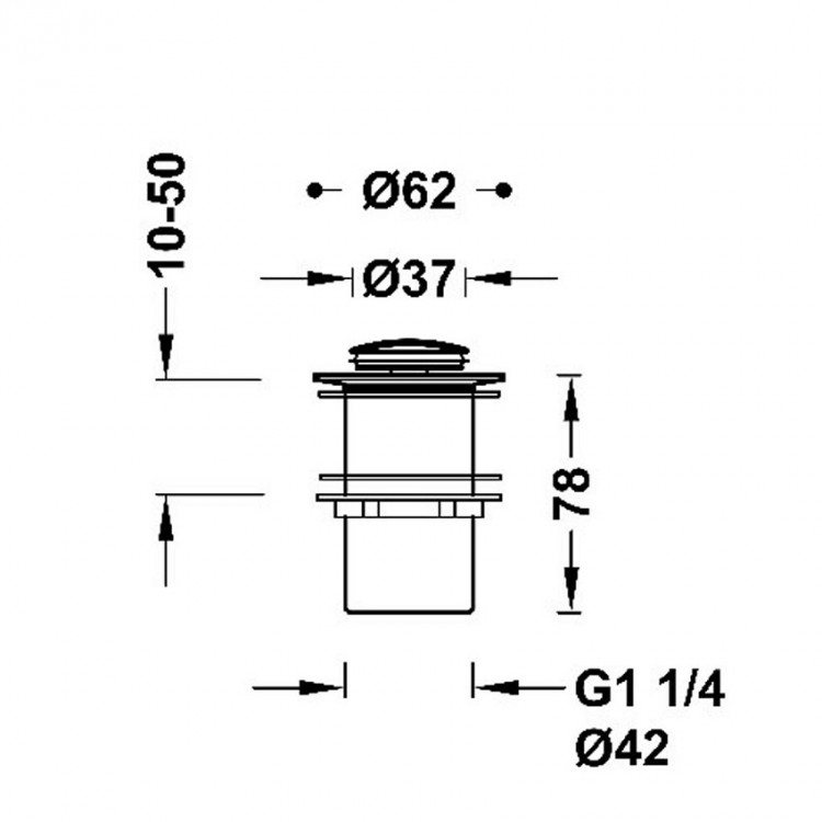 TRES Sifona izplūde 1 1/4 Click-Clack 37mm, hroms, 13454070 TRES Sifona izplūde 1 1/4 Click-Clack 37mm, hroms, 13454070