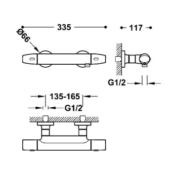 TRES OVER-WALL Cмеситель для душа, хром 19016403