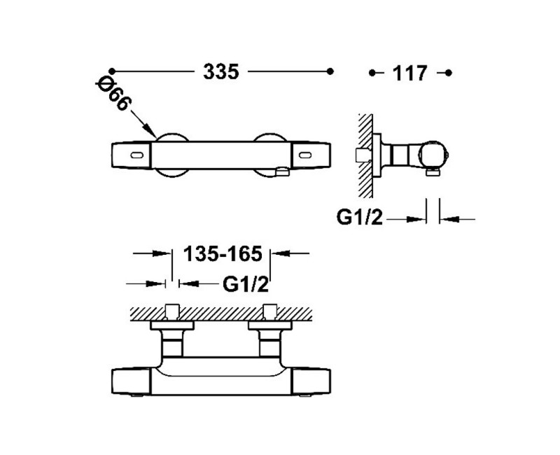 TRES OVER-WALL Cмеситель для душа, хром 19016404