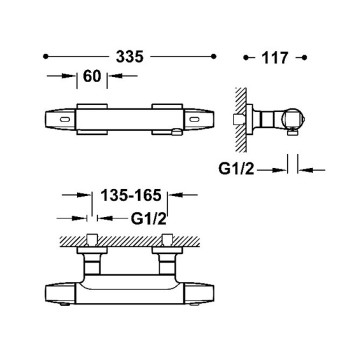 TRES OVER-WALL Cмеситель для душа, хром 19016405
