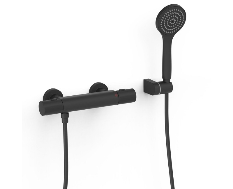 TRES OVER-WALL Dušas termostata jaucējkrāns ar dušu, melns 19016419NM