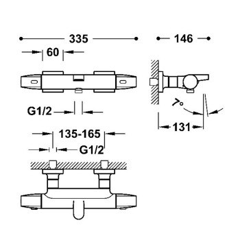 TRES OVER-WALL Vannas/dušas termostata jaucējkrāns, balts 19017405BM