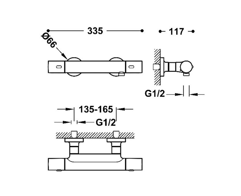 TRES OVER-WALL Термостатический смеситель для  душа с душем, белый 19016429BM