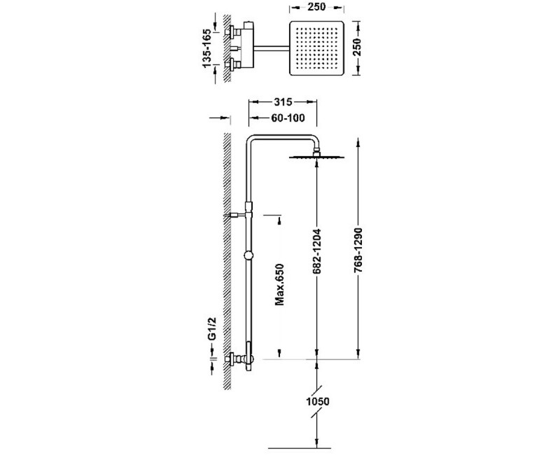 LEX TRES Душевая система со стационарным душем, хром 08119701