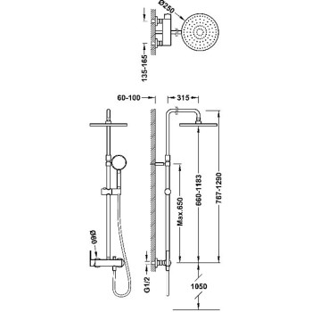 LEX TRES Душевая система со стационарным душем, хром 08119702