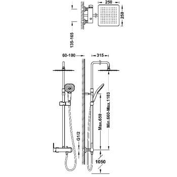 LEX TRES Душевая система со стационарным душем, хром 08119704