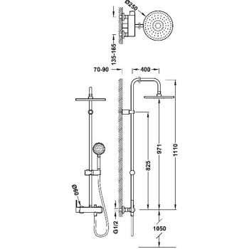LEX TRES Душевая система со стационарным душем, хром 181191