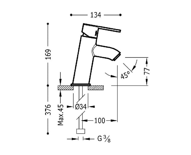 LEX-TRES Смеситель для умывальника, хром 181903