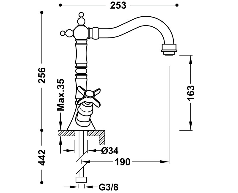 CLASIC-TRES Izlietnes jaucējkrāns, 24210902OR
