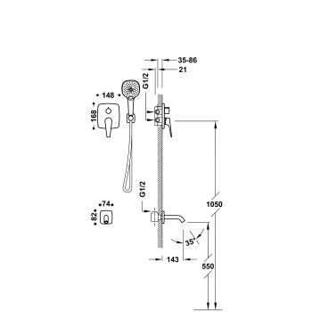 CANIGO-TRES Plus Душевая система ванна/душ Rapid-Box, 21828006
