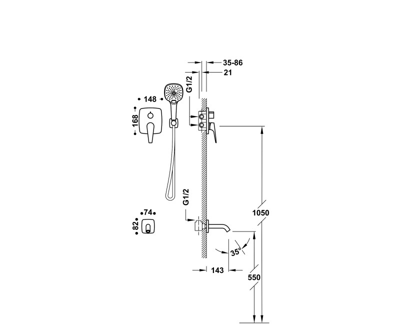 CANIGO-TRES Plus Душевая система ванна/душ Rapid-Box, 21828006
