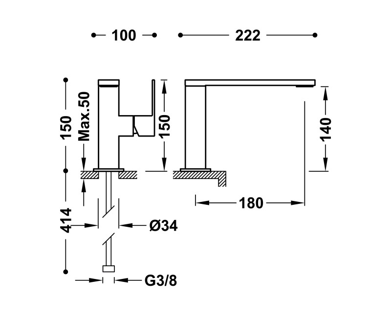 CUADRO exclusive TRES exclusive Смеситель для умывальника, 00620501