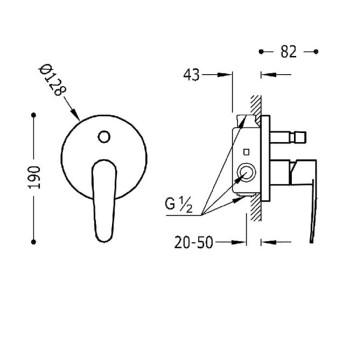 FLAT-TRES Cмеситель для ванны и душа, хром 20418001